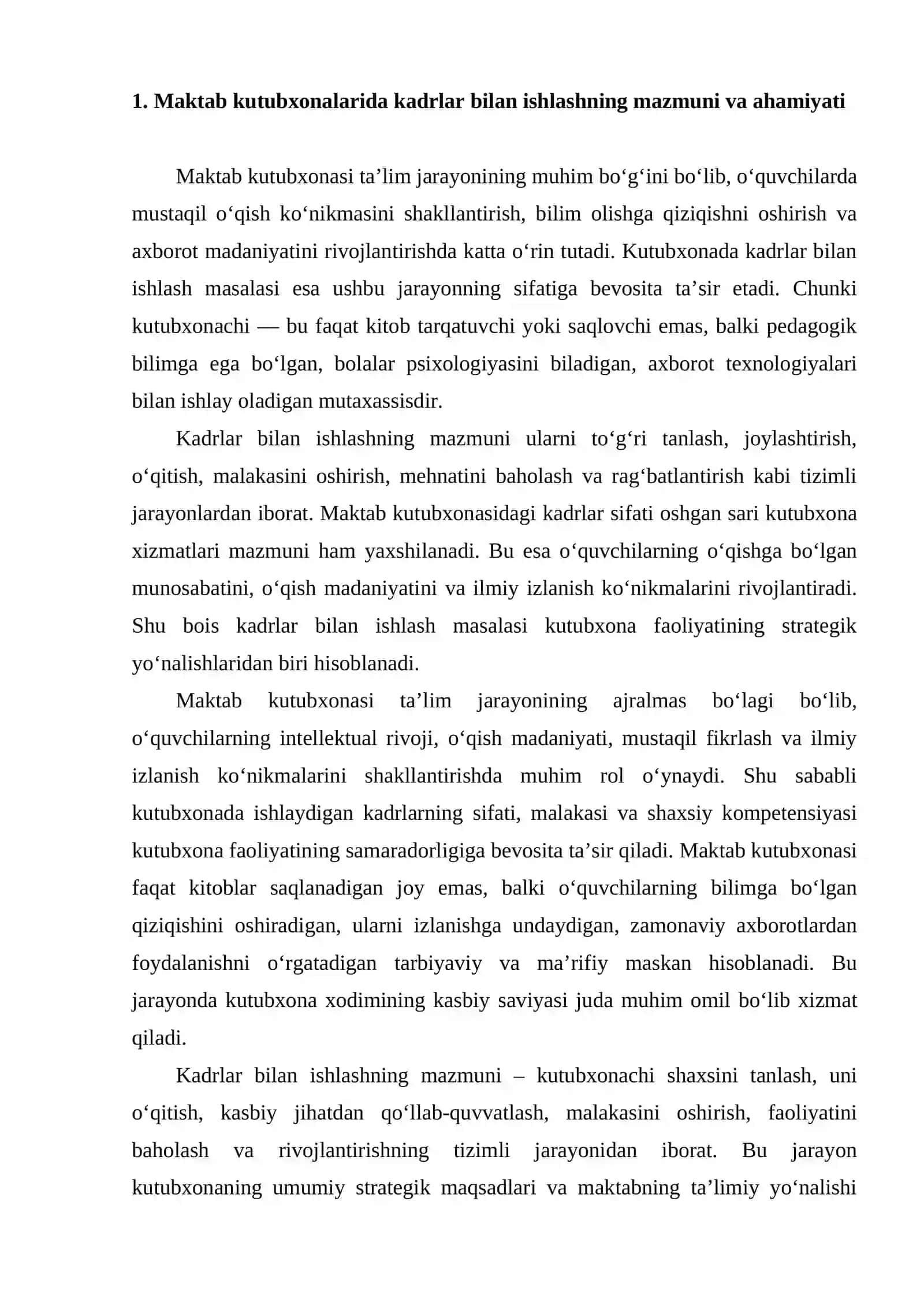 Maktab kutubxonalarida kadrlar bilan ishlash masalalari 2