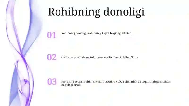 OʻZ Ferarisini Sotgan Rohib Asariga Taqdimot 2