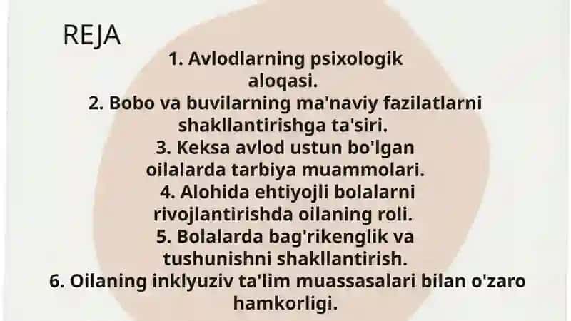 OILAVIY TARBIYADA BOBO VA BUVILARNING ROLI 2