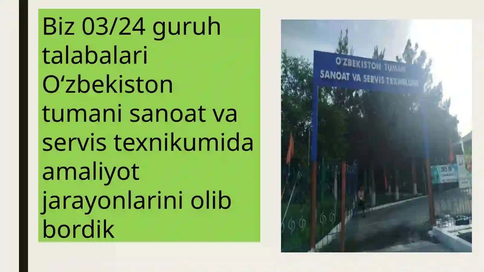 Malakaviy amaliyot fanidan taqdimoti 2
