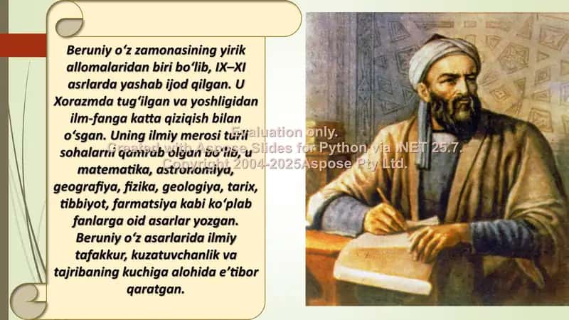 Beruniyning Pedagogik Qarashlari Prezentatsiyasi 2