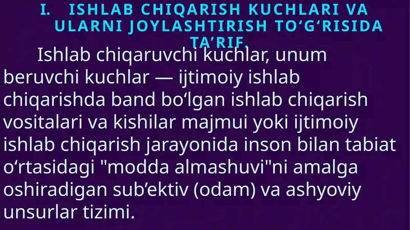 Mintaqada ishlab chiqaruvchi kuchlar 2