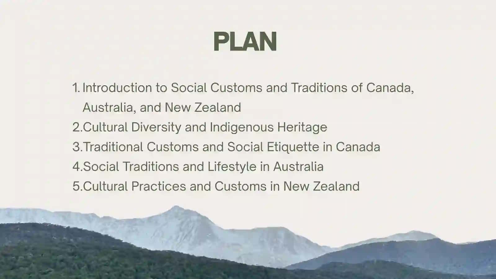 Social customs and traditions of Canada, Australia and new Zealand 2