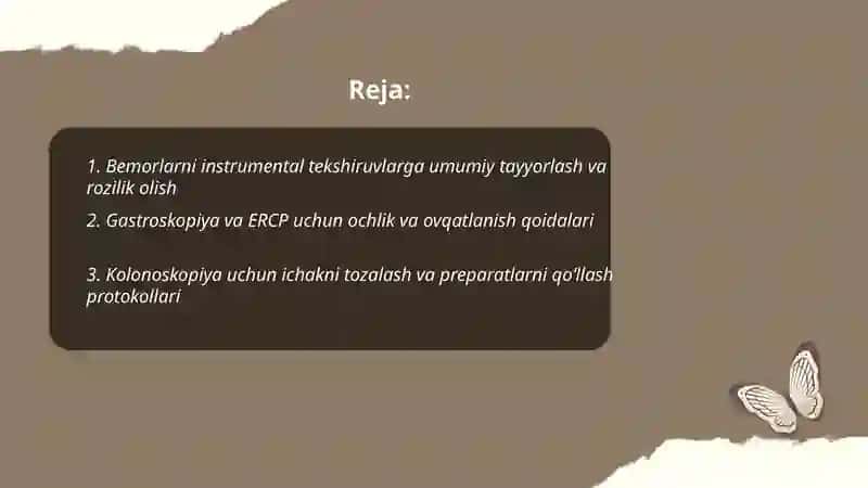 Bemorlar instrumental tekshiruviga tayyorlashlar 2