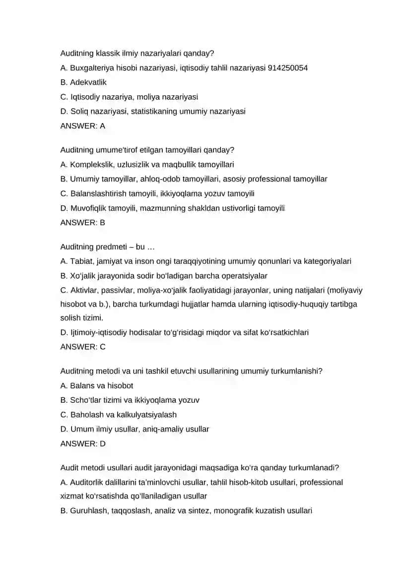AUDIT FANIDAN TEST MATERIALLARI 2