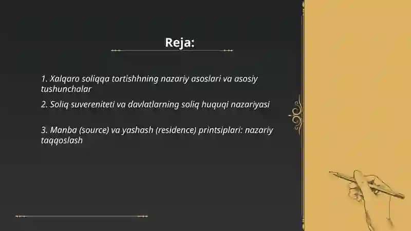 Xalqaro soliqqa tortishhning nazariy asoslari 2