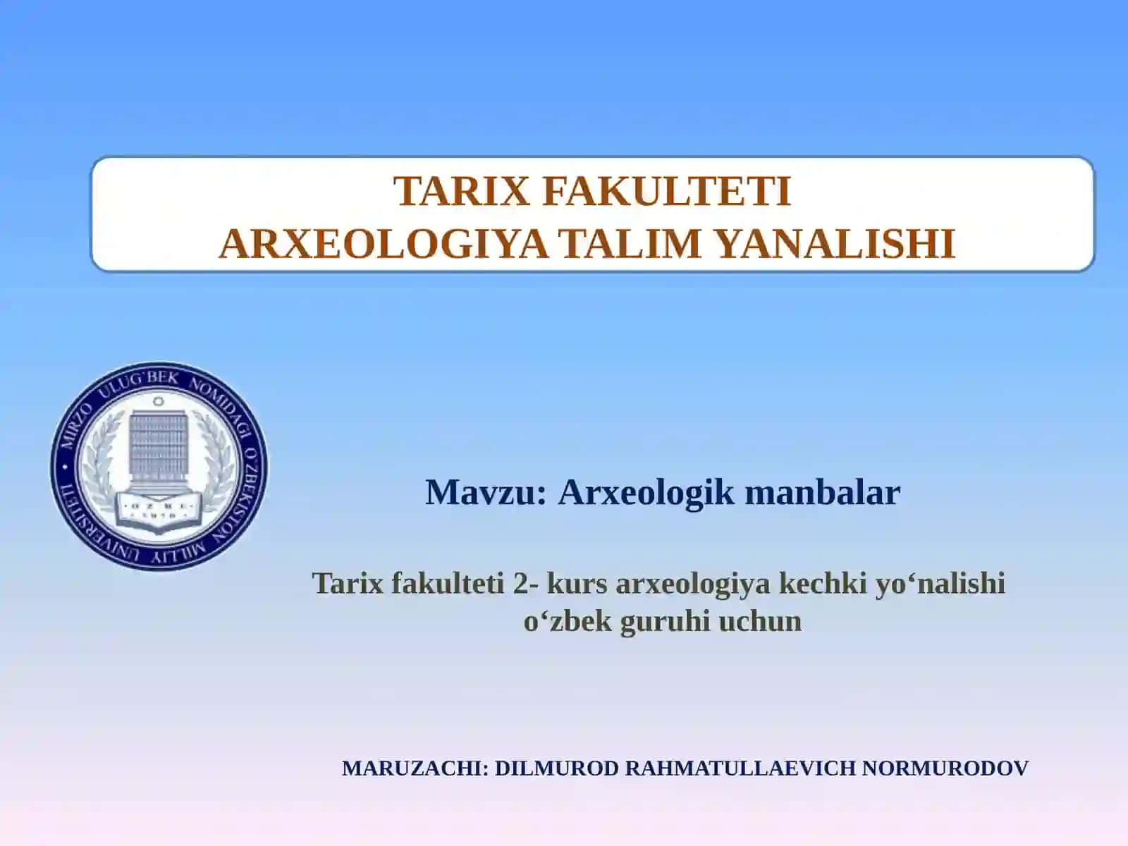 Arxeologiya Talim Yanalishi 2