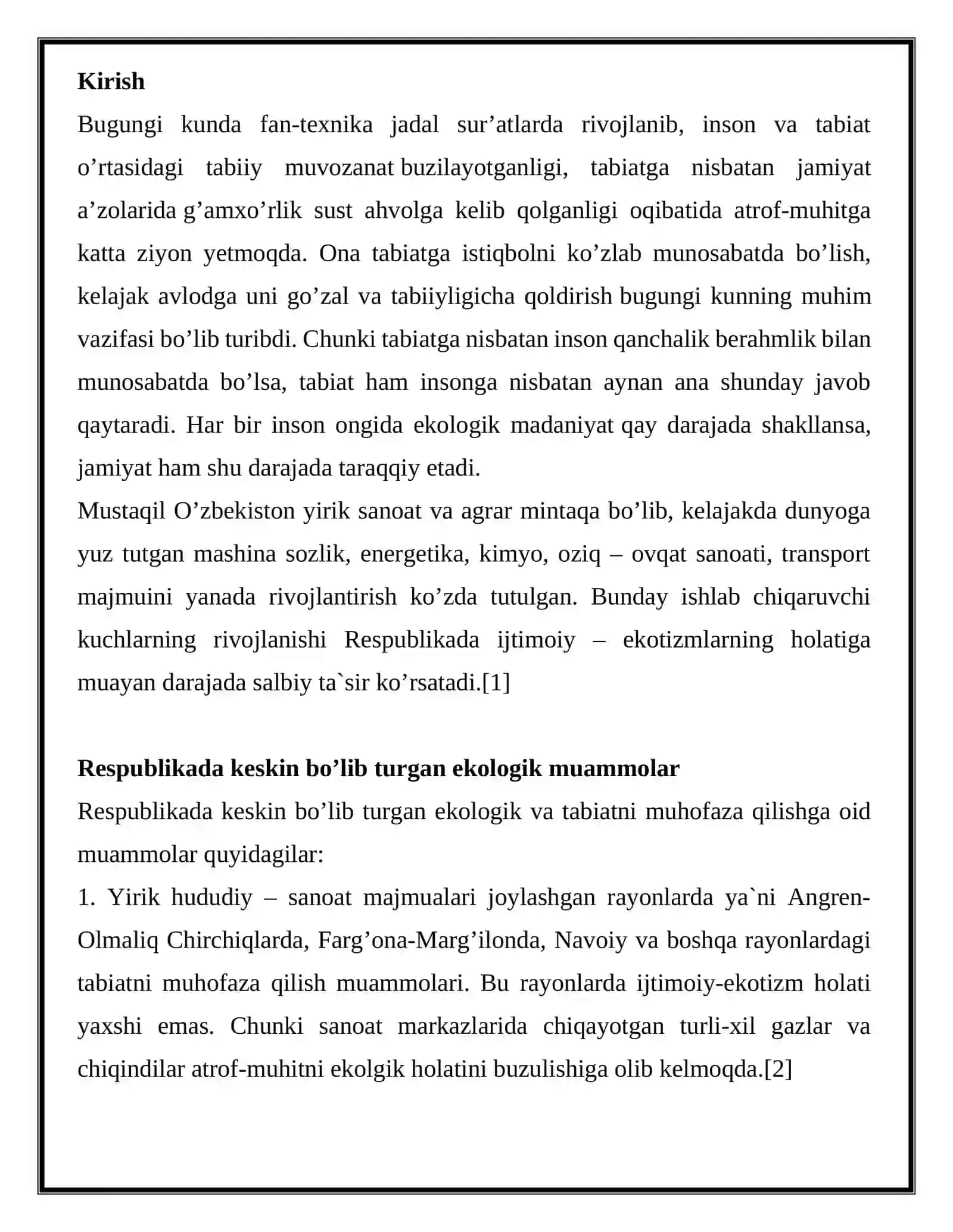 O'zbekiston respublikasining ekologik muammolari 2