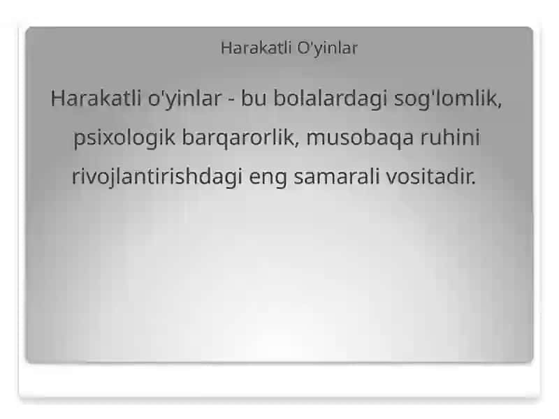 Harakatli O'yinlar 2