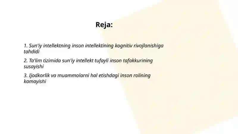 Su'niy intelikning inson intilikdiga taxtidi 2