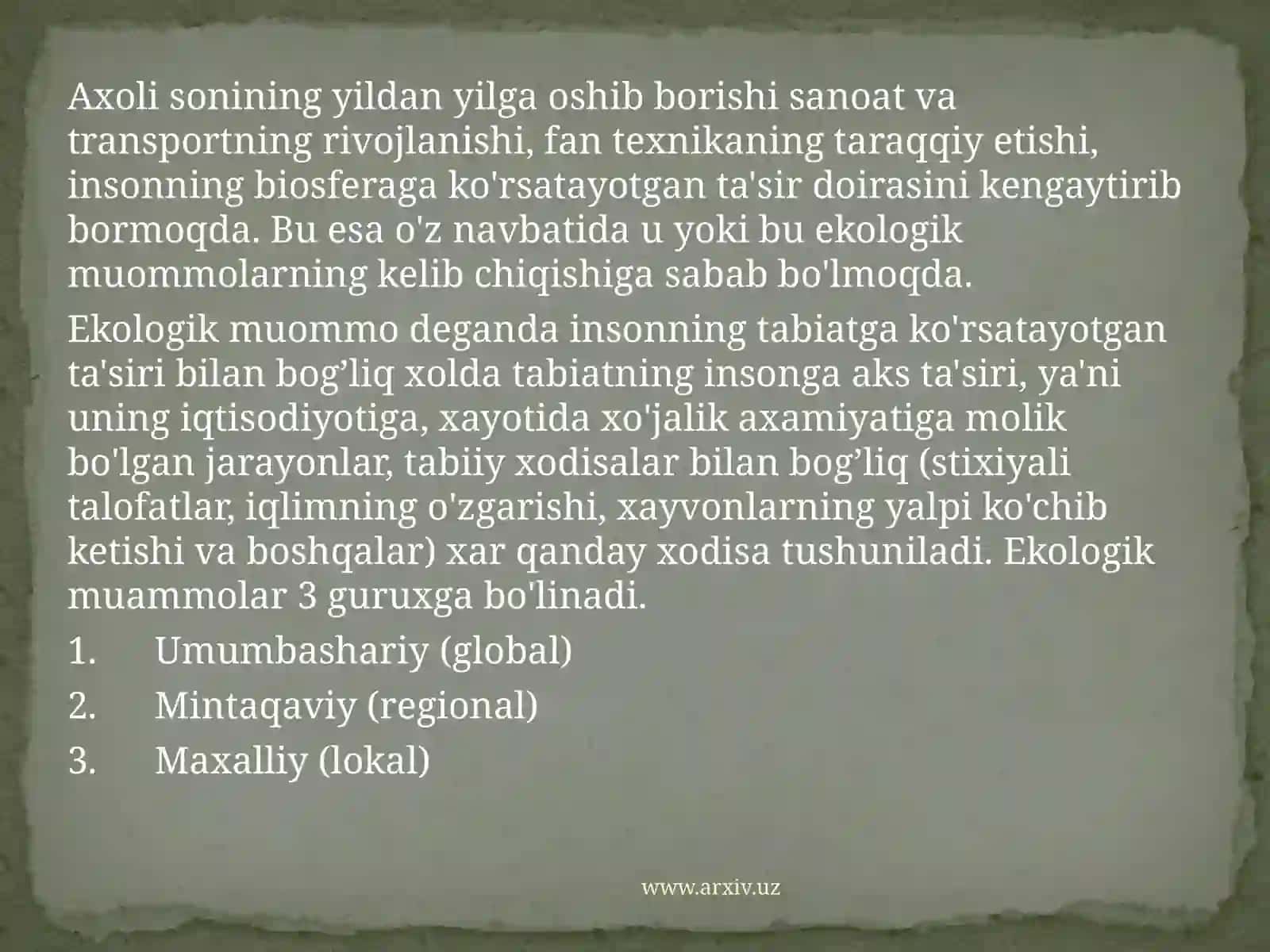Ekologik muammolar 2