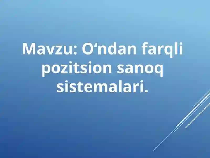 Matematika va unio‘qitish metodikasi 2