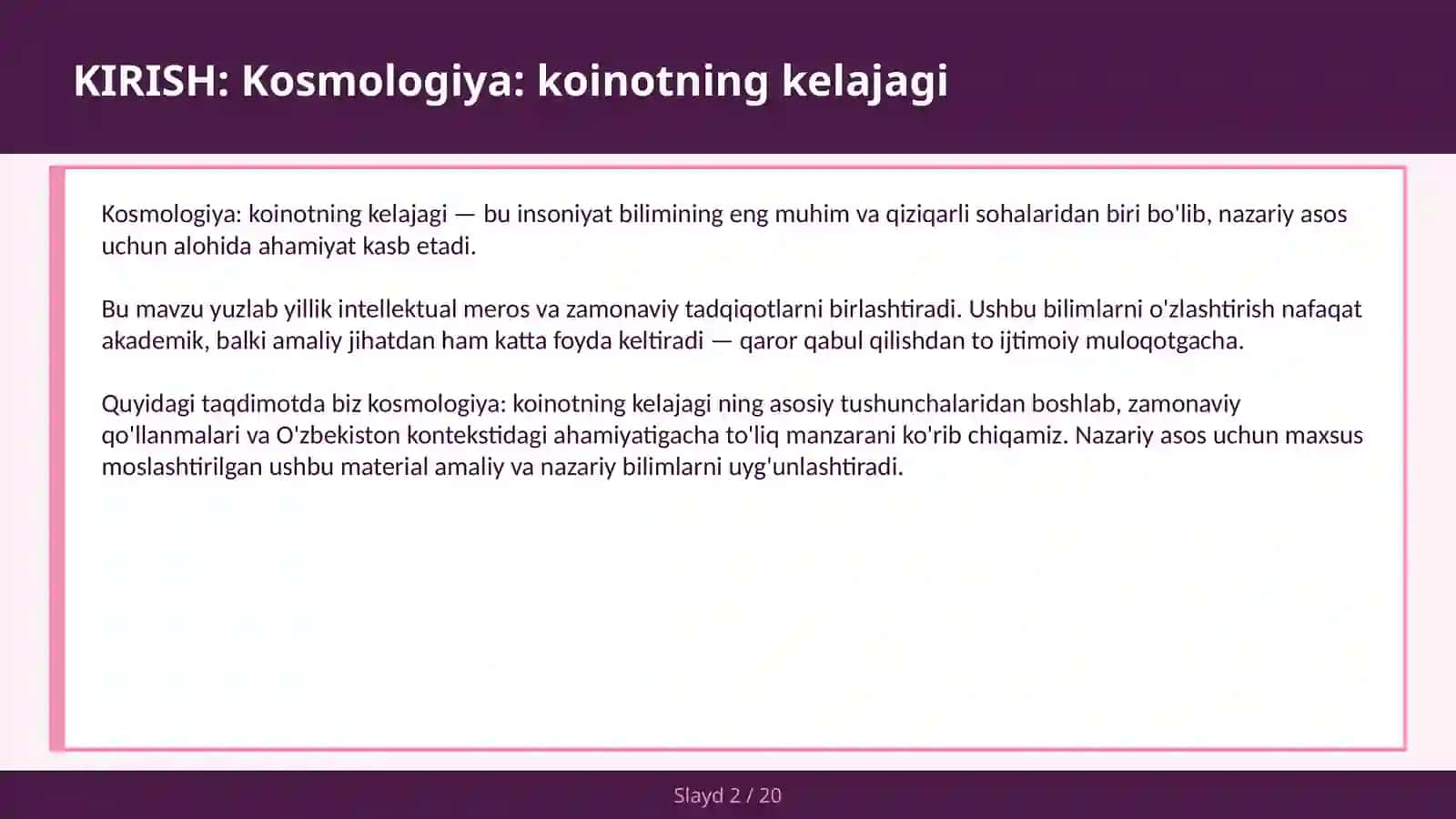 Kosmologiya: koinotning kelajagi 2