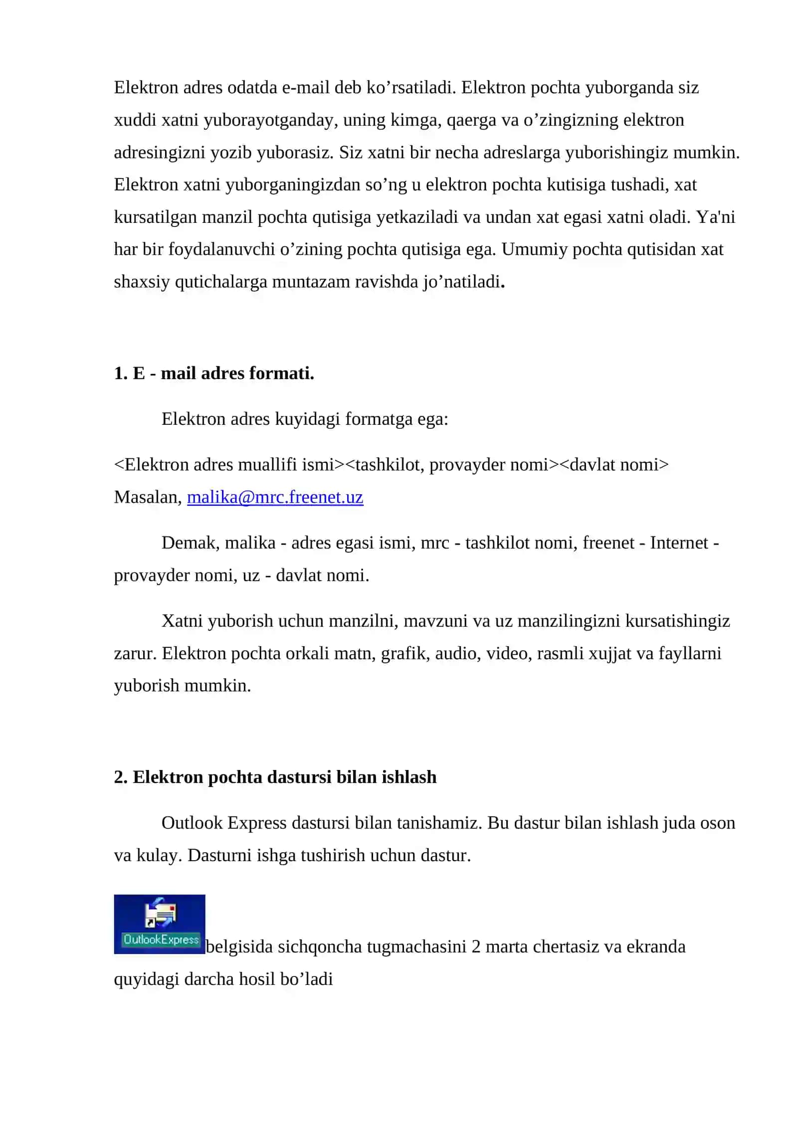 Elektron pochtadan foydalanish. Chatlarda ta’limda foydalanish 2