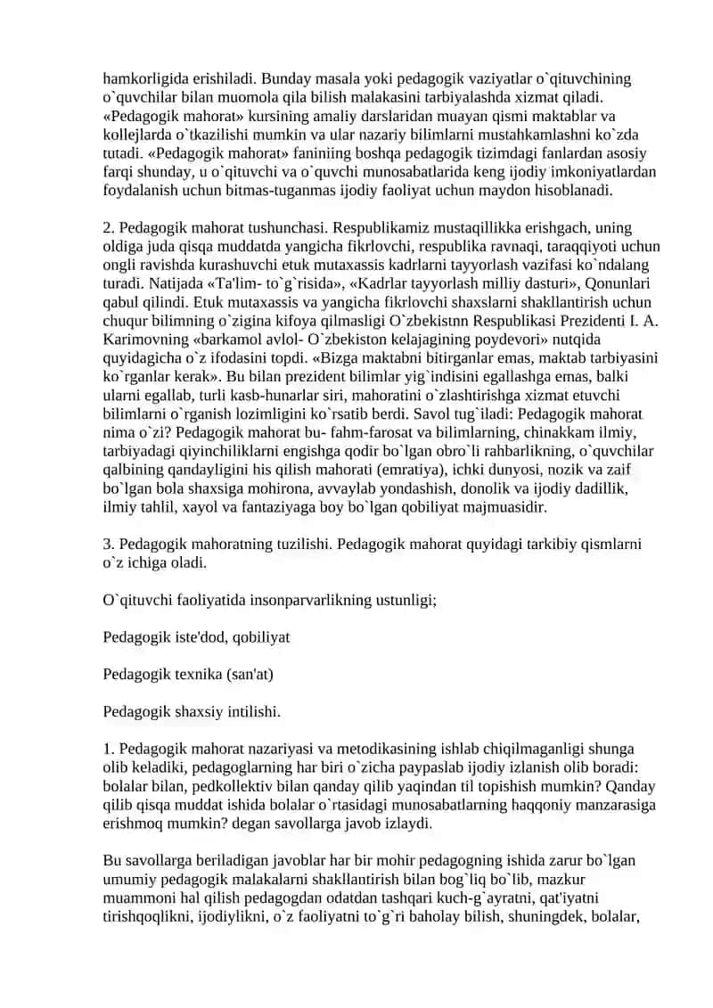 Pеdagogik mahorat kursi 2