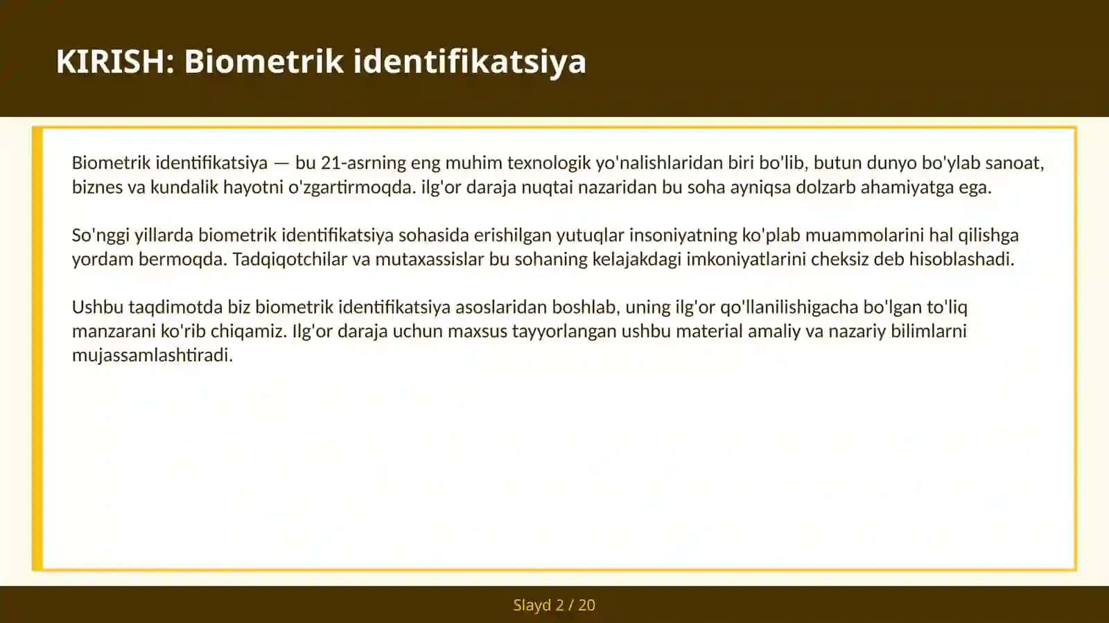 Biometrik identifikatsiya 2