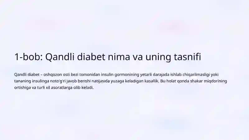 Qandli diabet: Tasnifi, klinikasi va davolash 2