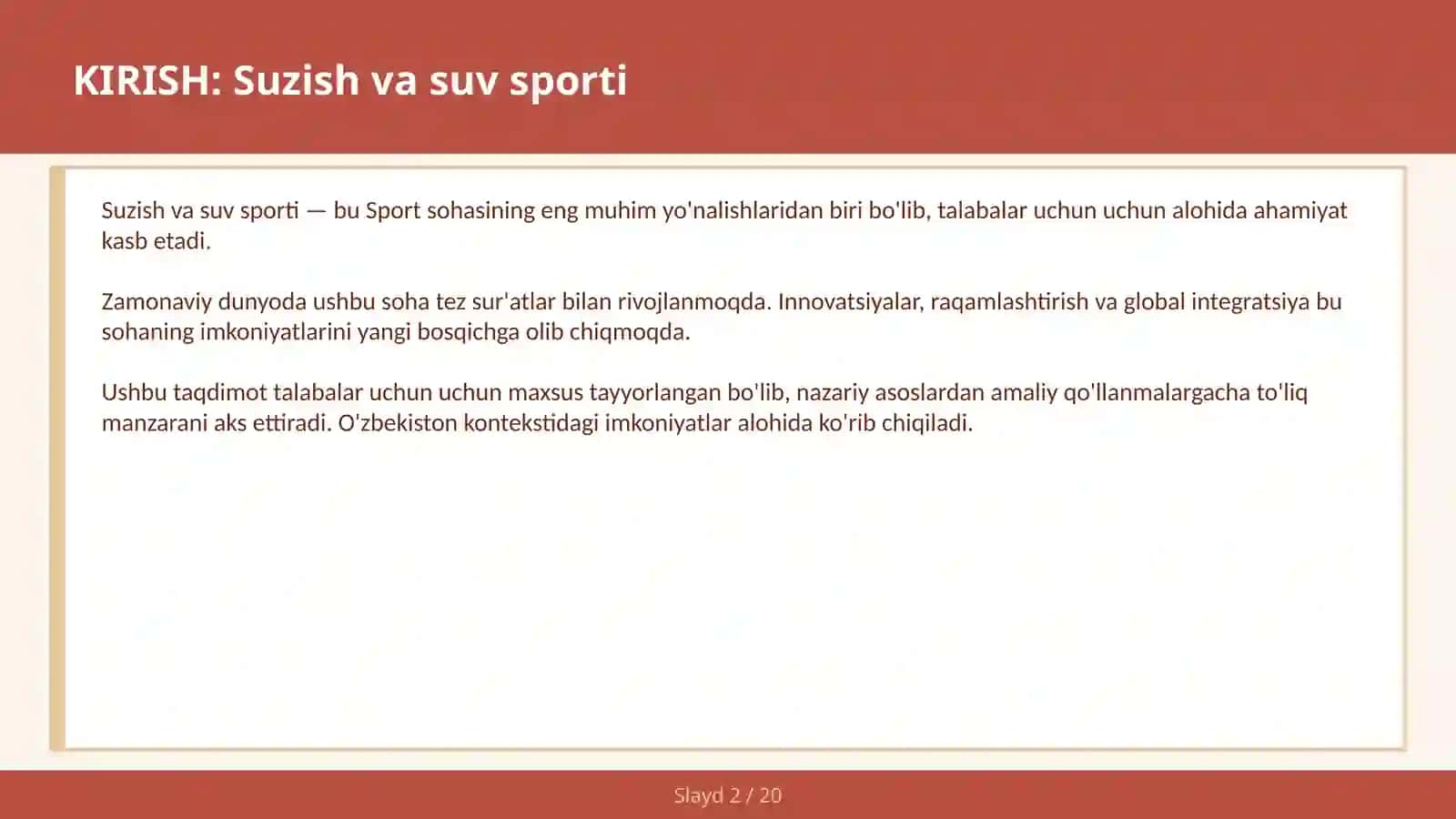 Suzish va suv sporti 2