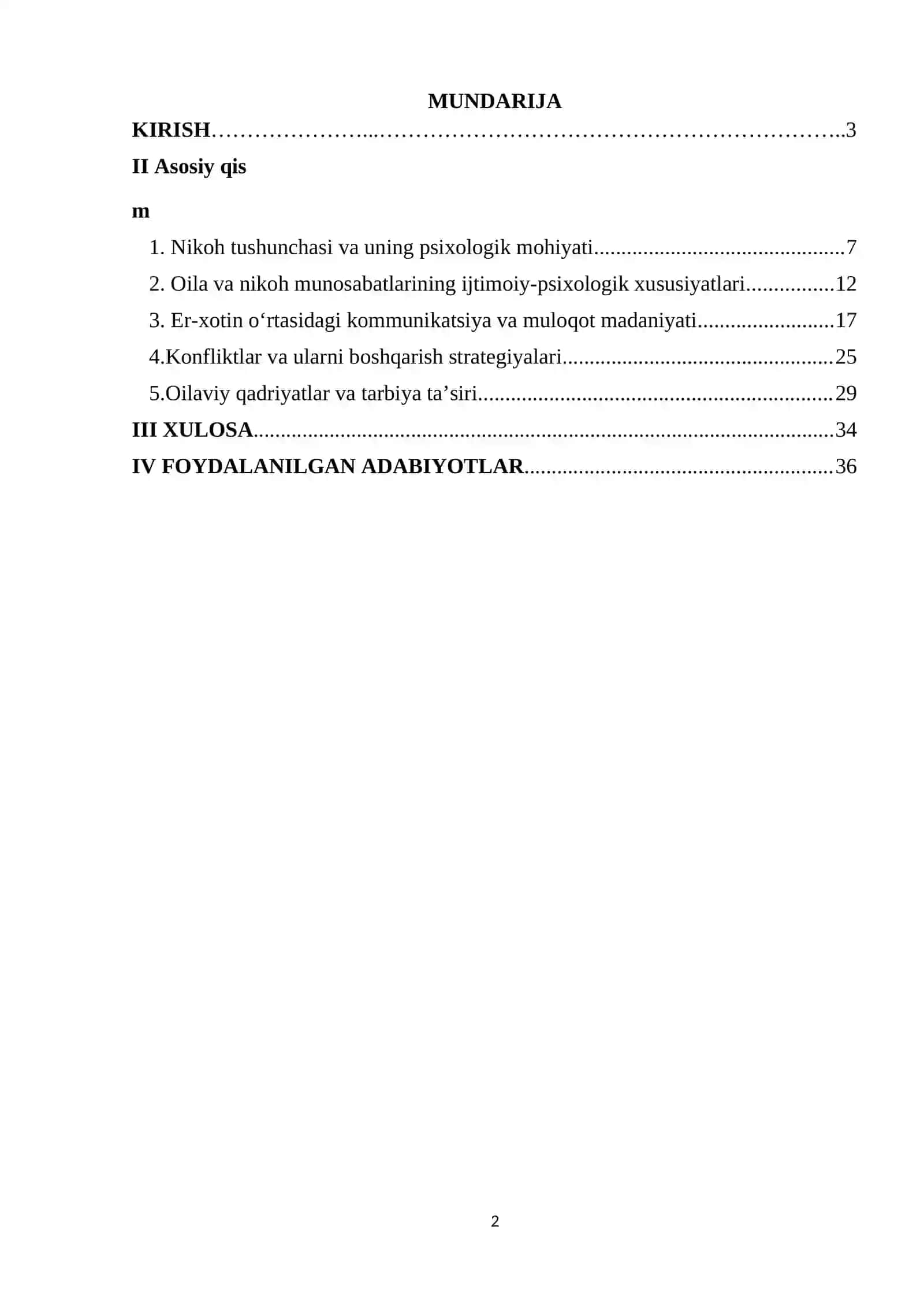 Nikoh barqarorligi omillari 2