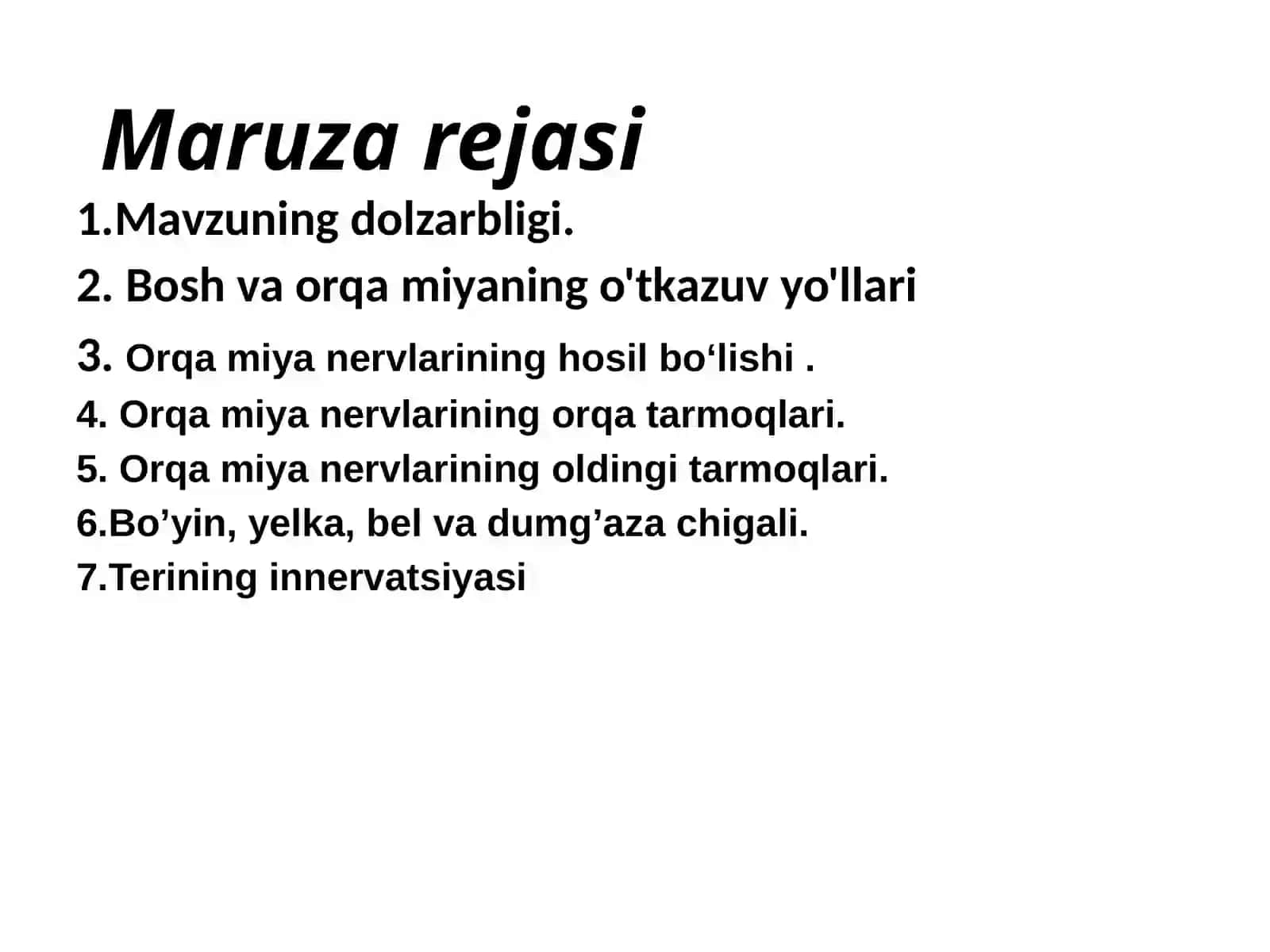 Bosh va orqa miyaning o'tkazuv yo'llari 2