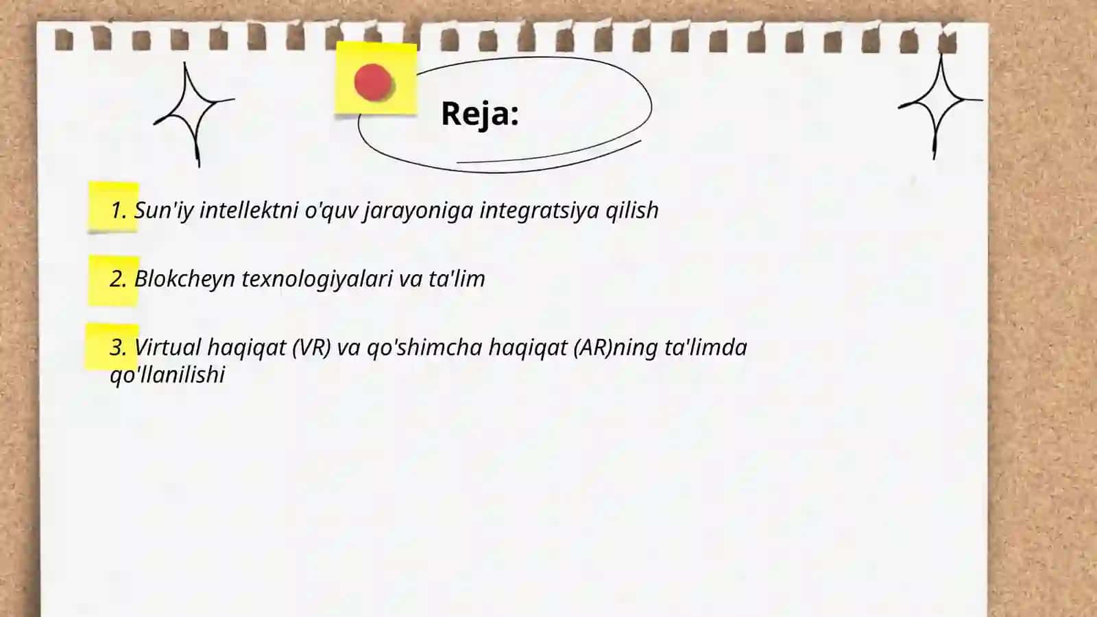 Zamonaviy, ilg'or innovatsion texnologiyalarni o'zlashtirish va o‘quv jarayoniga tatbiq etish 2