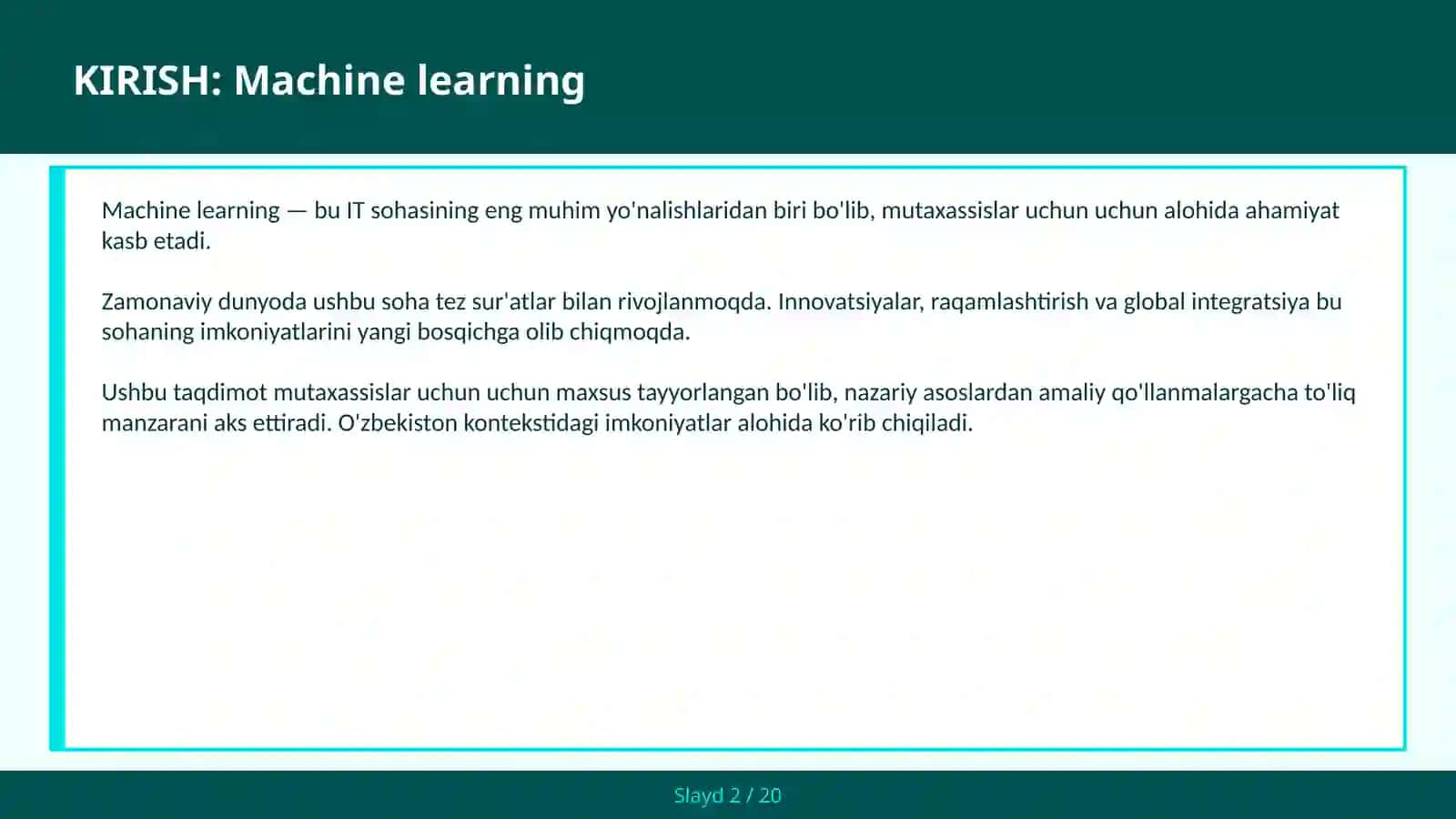 MACHINE LEARNING 2