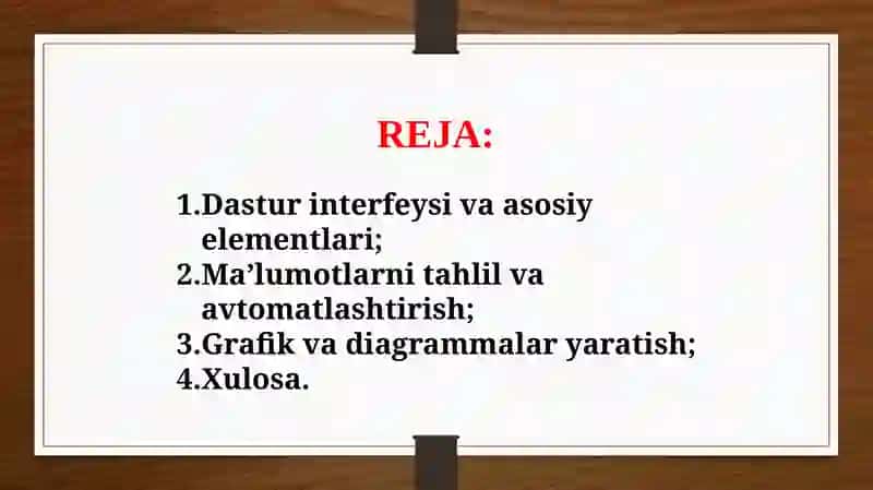 Elektron jadval muharrirlari. MS Excel dasturi (TAQDIMOT) 2