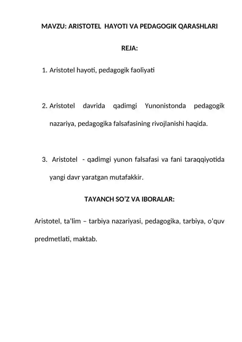 Aristotel hayoti va pedagogik qarashlari 2