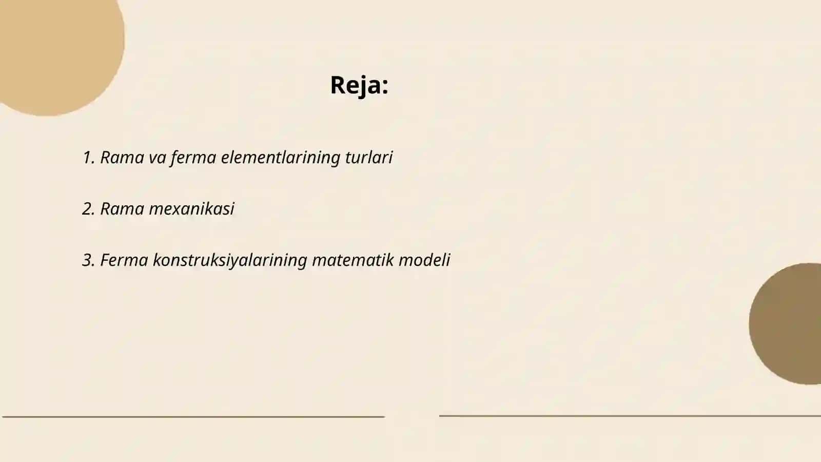 Rama va ferma elementlarining hisobi 2