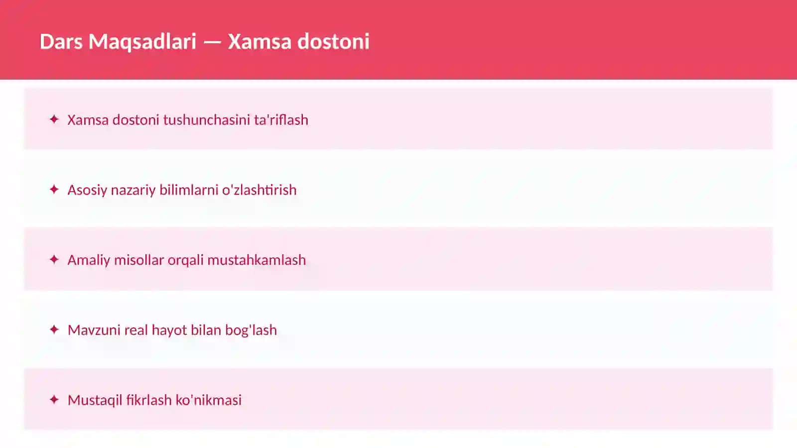O'qituvchilar va talabalar uchun dars ishlanma Alisher Navoiy 2