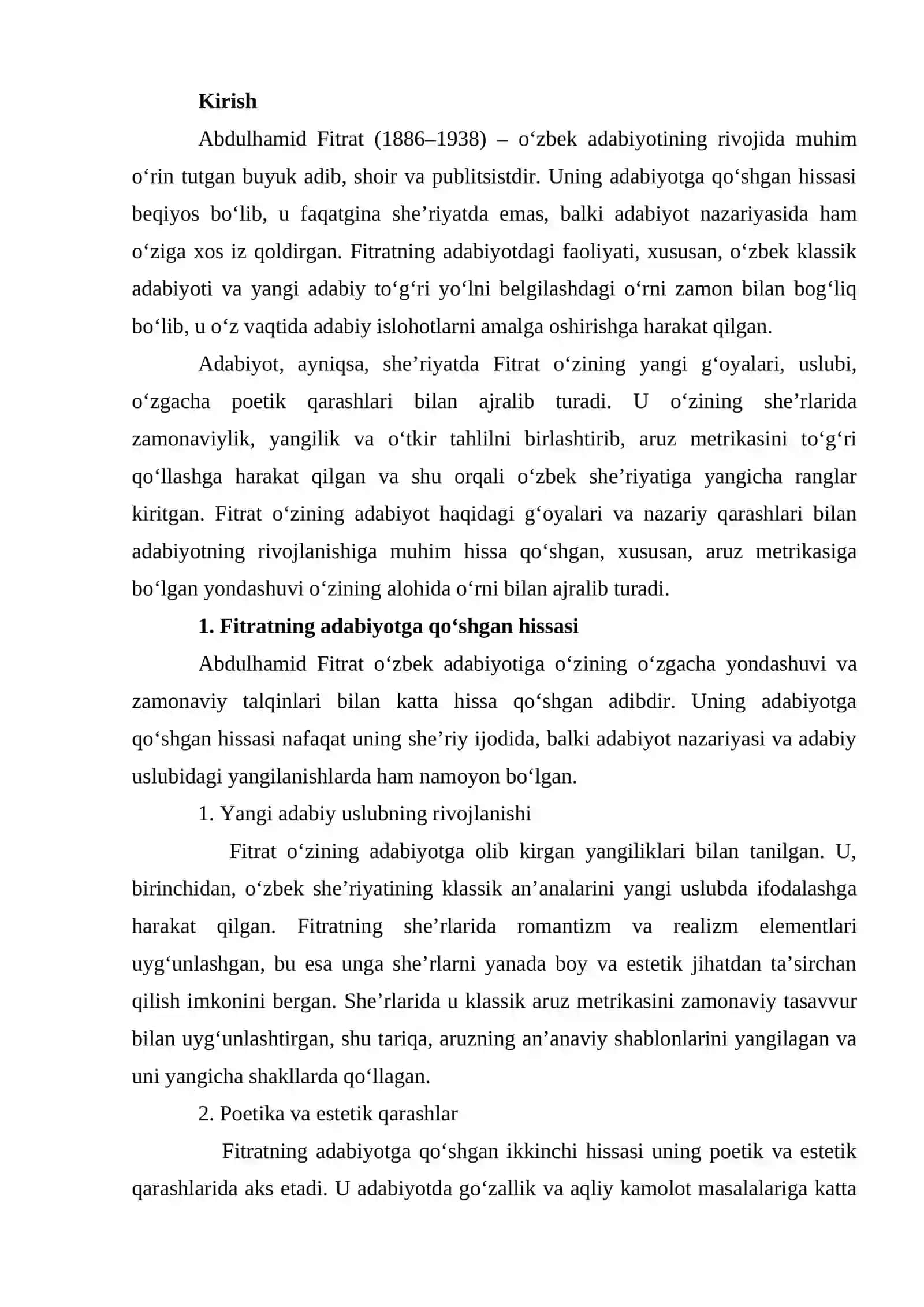 Fitratning adabiyot qoidalari. Aruz haqida asarlari 2