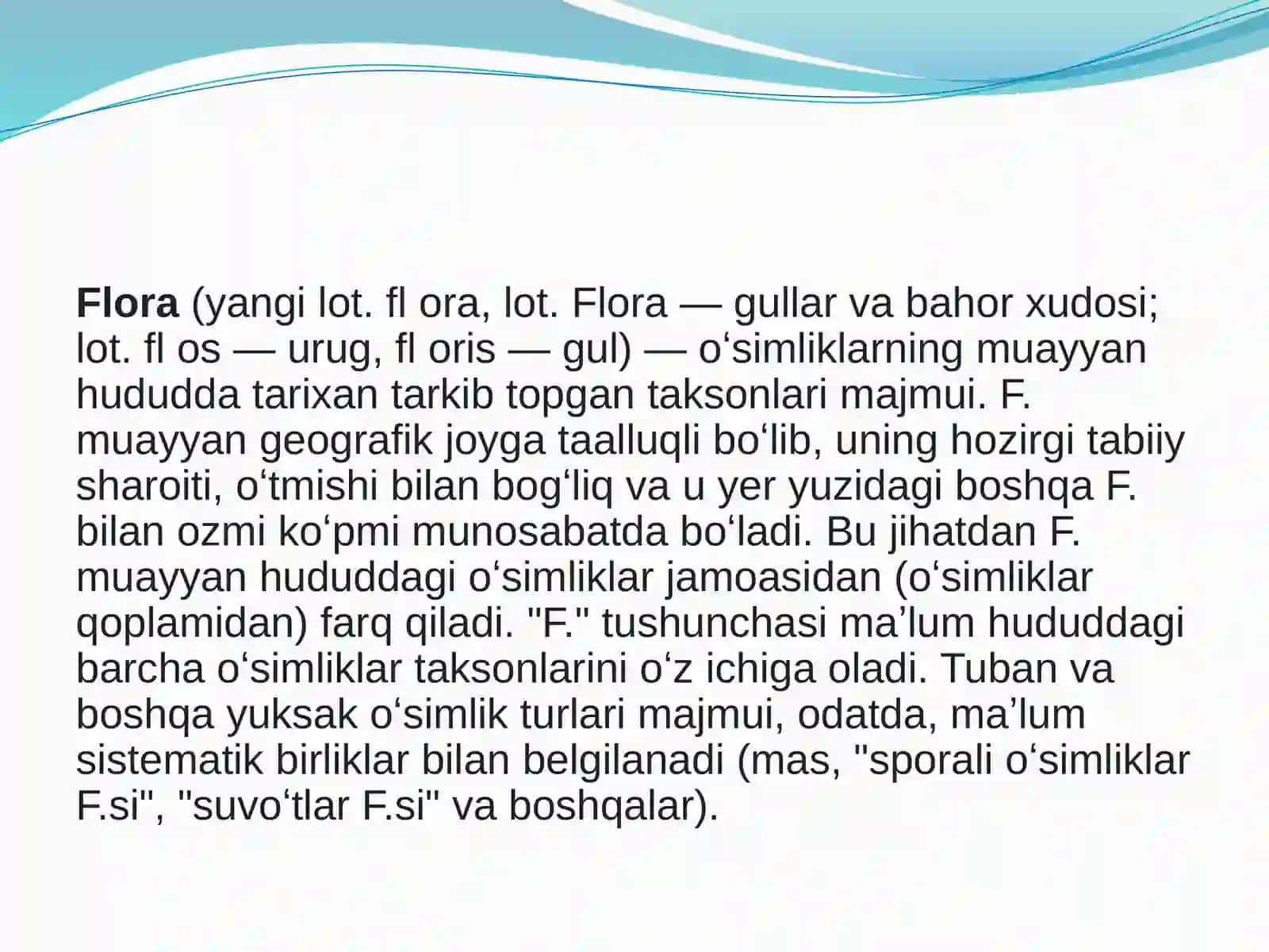 Flora tiplari va tavsifi 2
