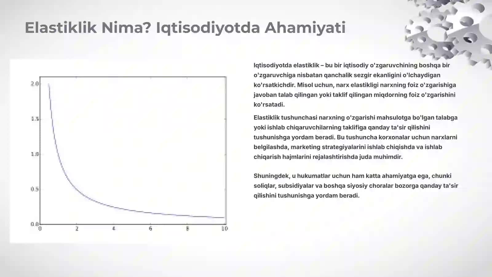 Talab va taklif elastikligi: Bozor mexanizmlarini tushunish ppt 2