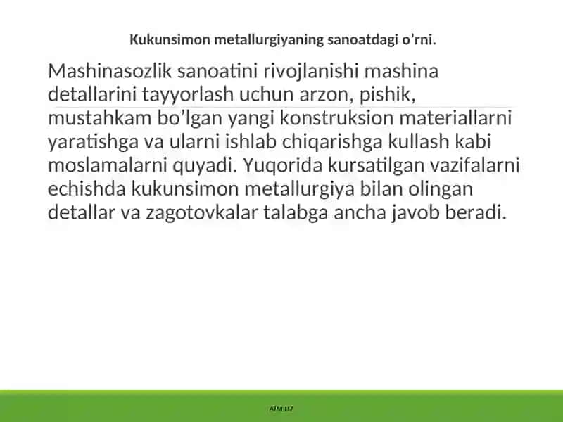 Kukun mеtаllurgiyasi 2