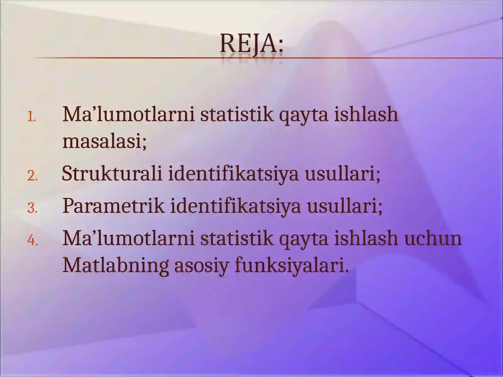 Ma'lumotlarni Statistik Qayta Ishlash 2