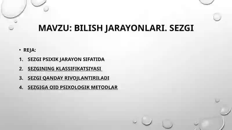 Bilish jarayonlari. Sezgi 2