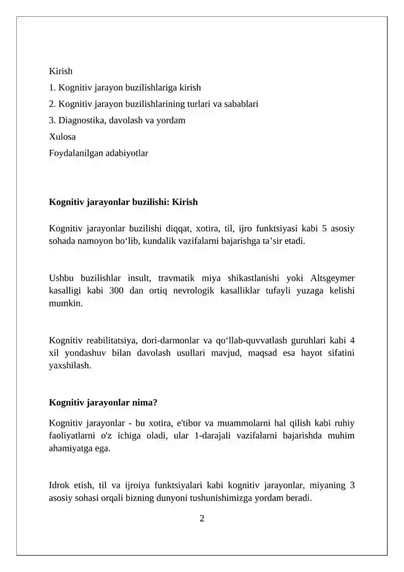 Kognetiv jarayonlar buzilishlari 2