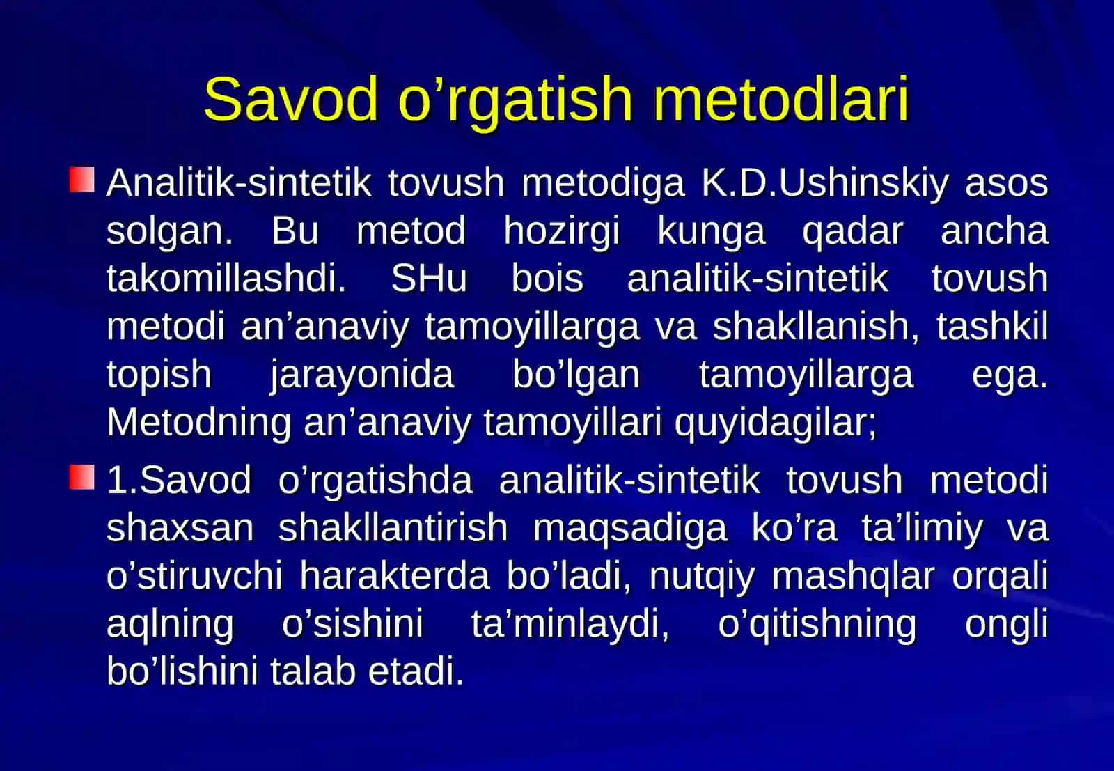 Savod o'rgatish metodlari 2