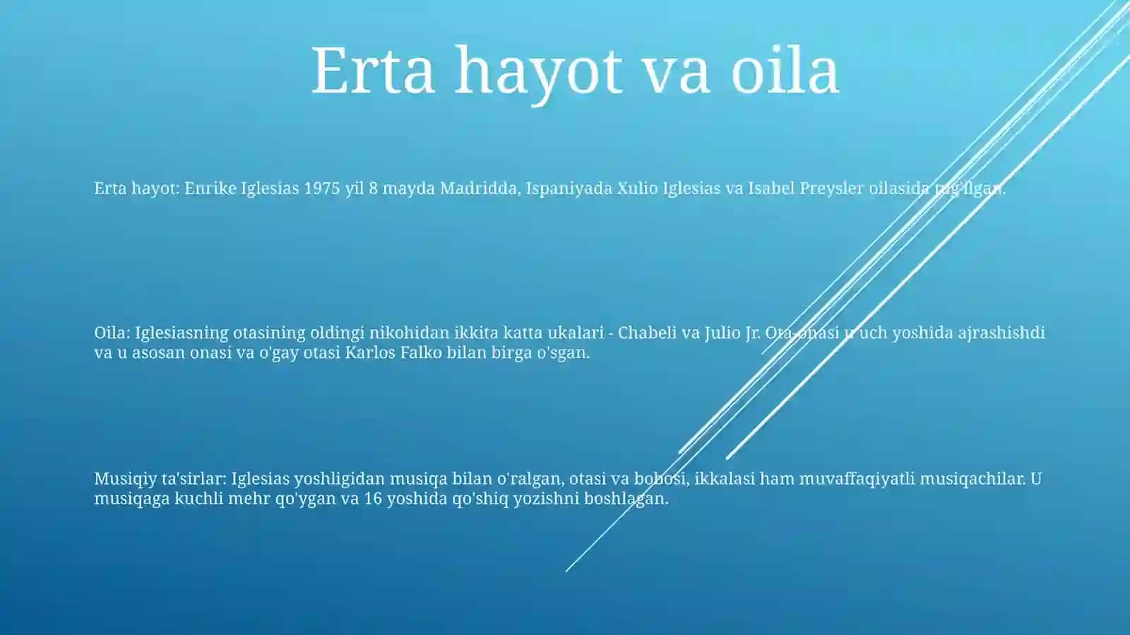 Enrique Englesias Haqida Malumot 2