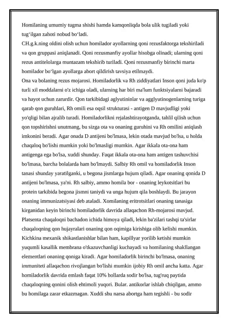 Chaqaloqlarning Gemolitik Kasalligi 2