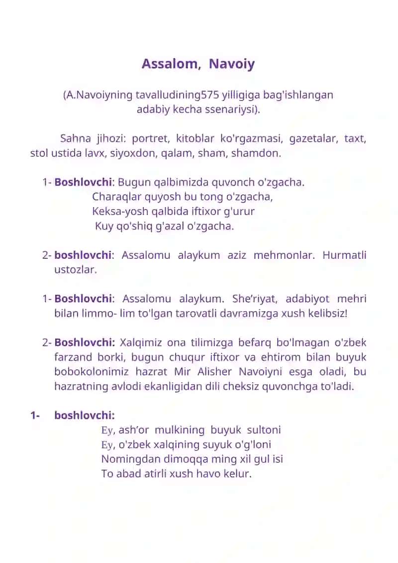 Adabiy kecha ssenariysi 2
