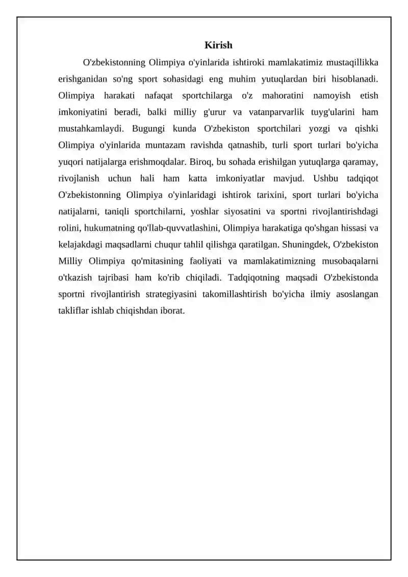O'zbekiston Olimpiya o'yinlarida: Ishtirok tarixi va natijalar 2