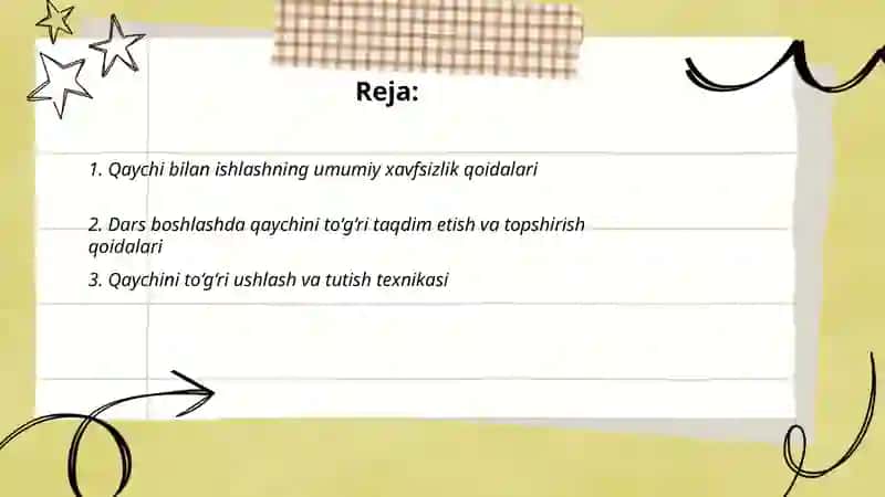 Texnalogiya darslarida qaychidan foydalanish qoidalari 2