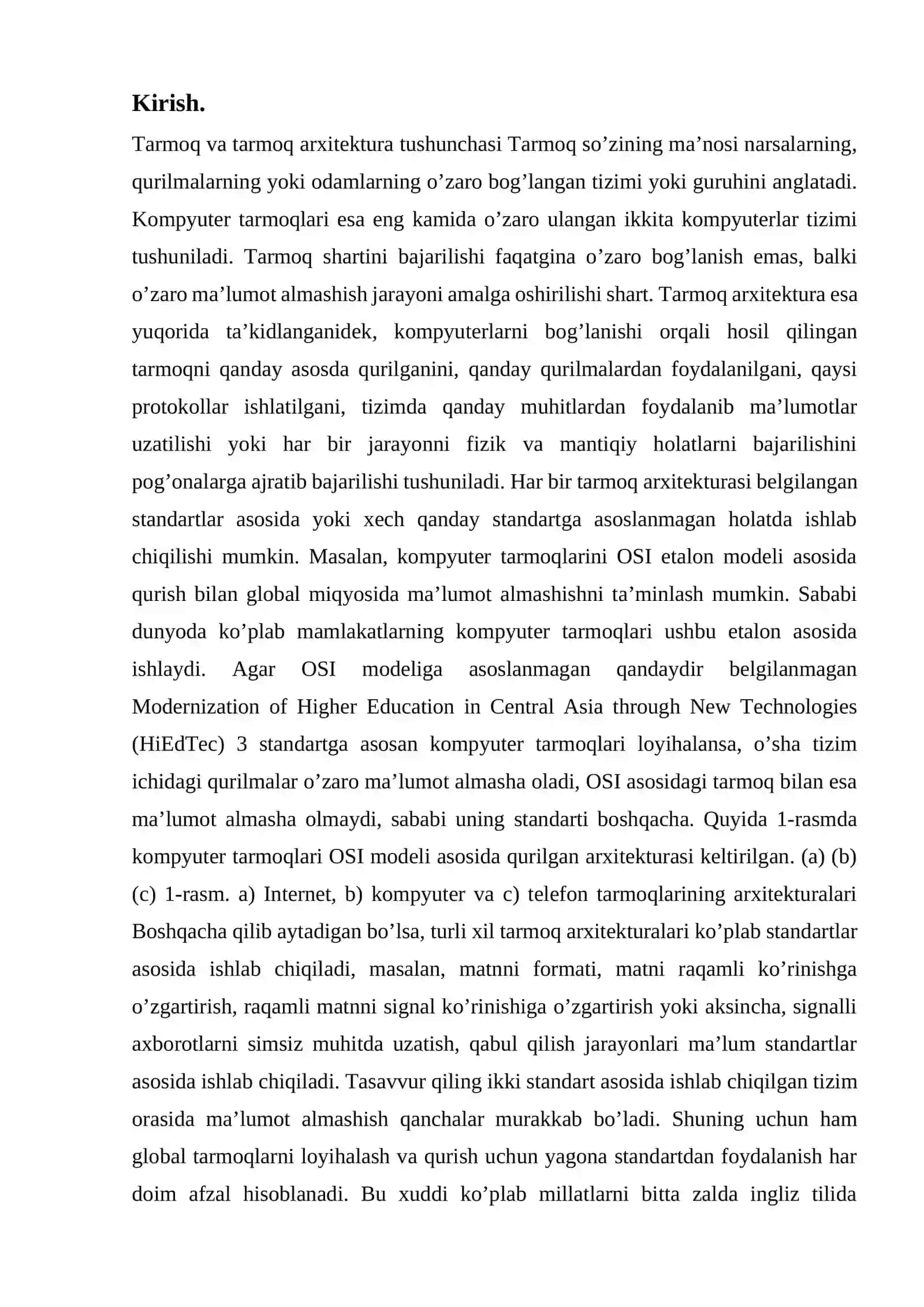 Tarmoq modeli tushunchasi 2