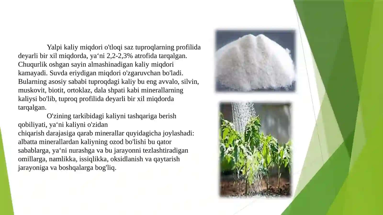 Kaliyning miqdori tuproqda 2