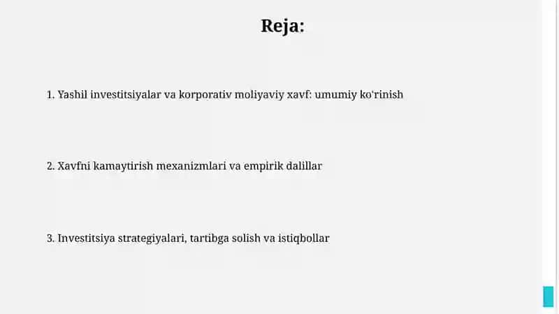 Korporativ moliyaviy xavf va investitsiyalar 2