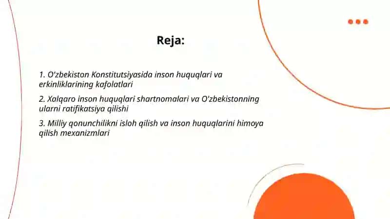 O'zbekistonda inson huquqlari va erkinliklari kafolatining yaratilishi 2