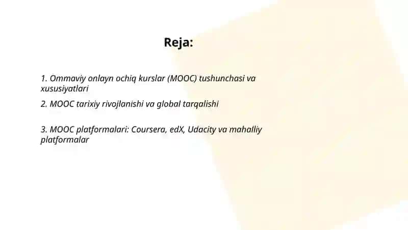 Ommaviy onlayn ochiq kurslar (MOOC) 2