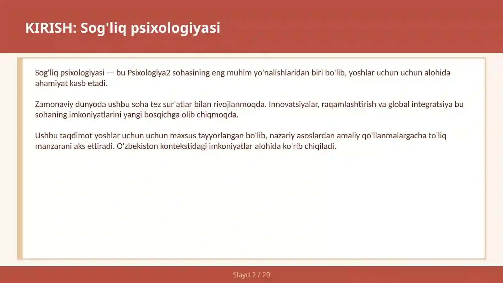 Sog'liq psixologiyasi 2