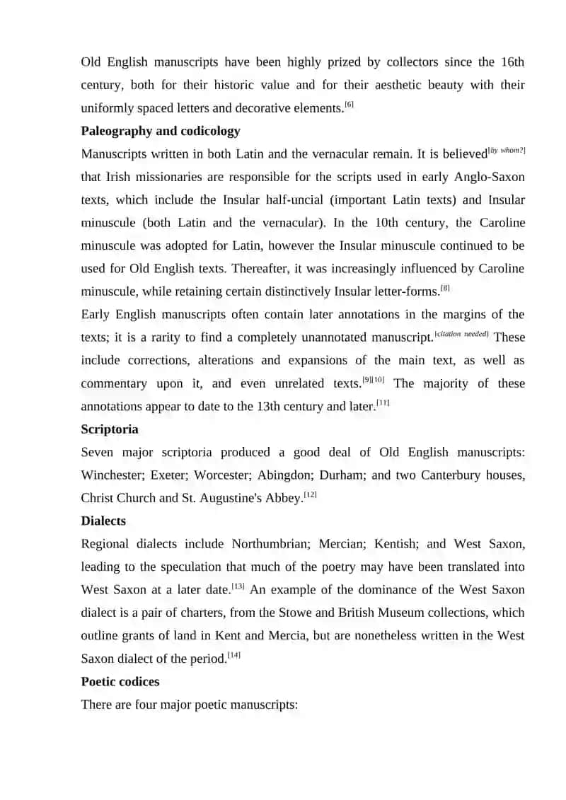 Old English Manuscripts and Written Recordings 2